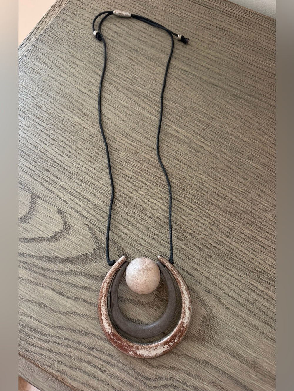 Handmade Rustic Brown and Cream Pendant Necklace - Women Jewelry
